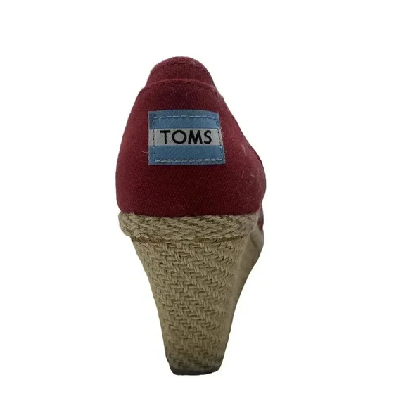 Toms Red Wedges with Open Toe Women's Size 7.5 - Picture 3 of 4
